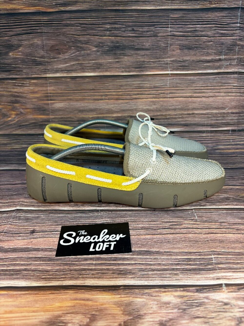 Swims Men's Braided Lace Slip On Loafers Khaki Yellow Shoes Size 12